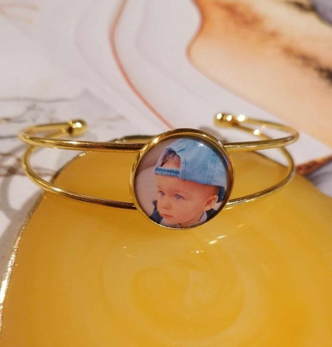 Bracelet manchette personnalisé avec la photo / logo de votre choix