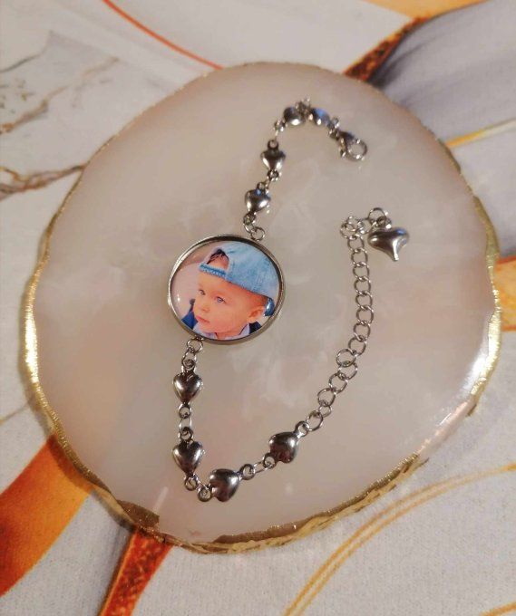 Bracelet coeur personnalisé avec la photo / logo de votre choix